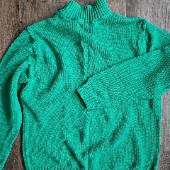 Chaps 100% cotton green men's quarter zip knit sweater size medium - Picture 5 of 6